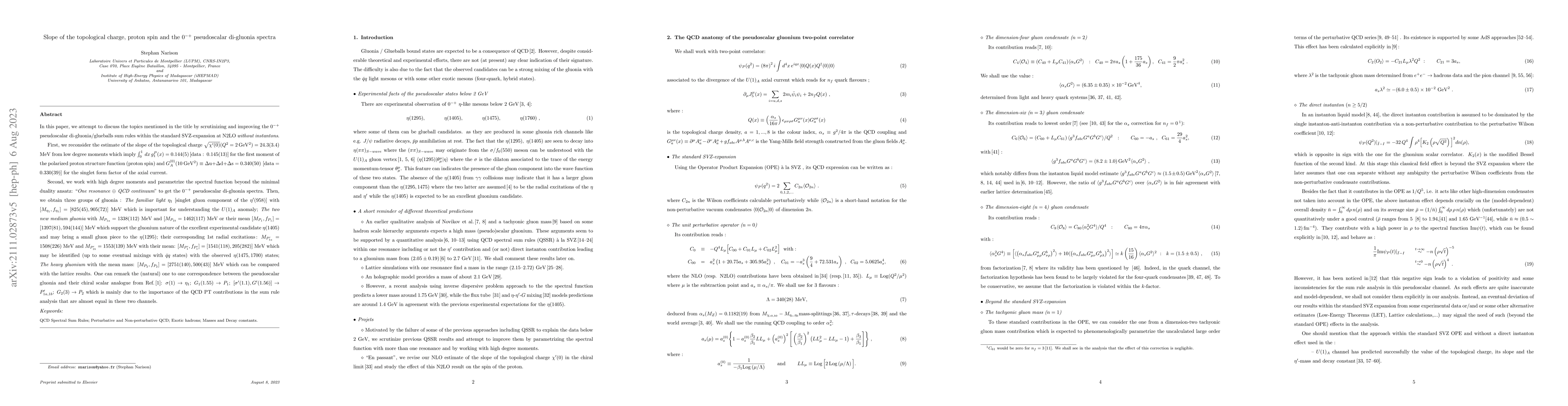 Thumbnail for Slope of the topological charge, proton spin and $0^{-+}$ pseudoscalar
  di-gluonia spectra
