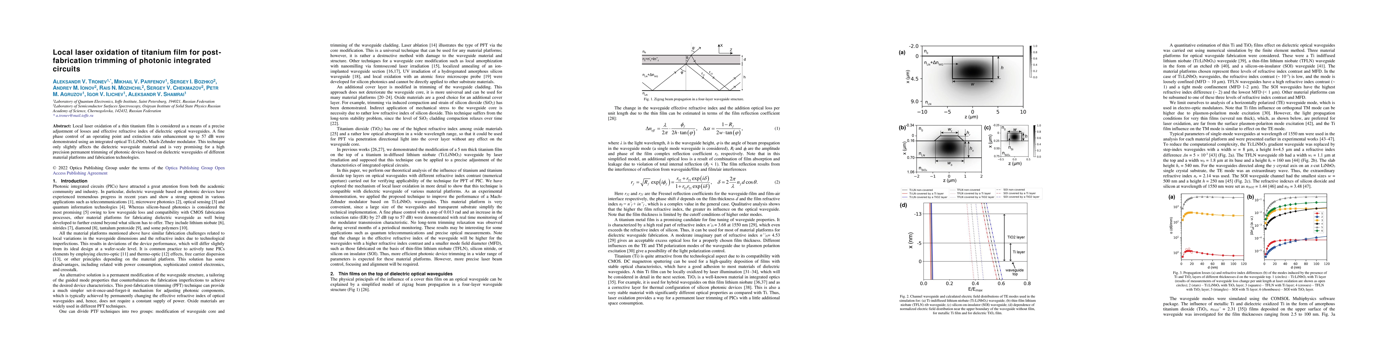 Thumbnail for Local laser oxidation of titanium film for post-fabrication trimming of
  photonic integrated circuits