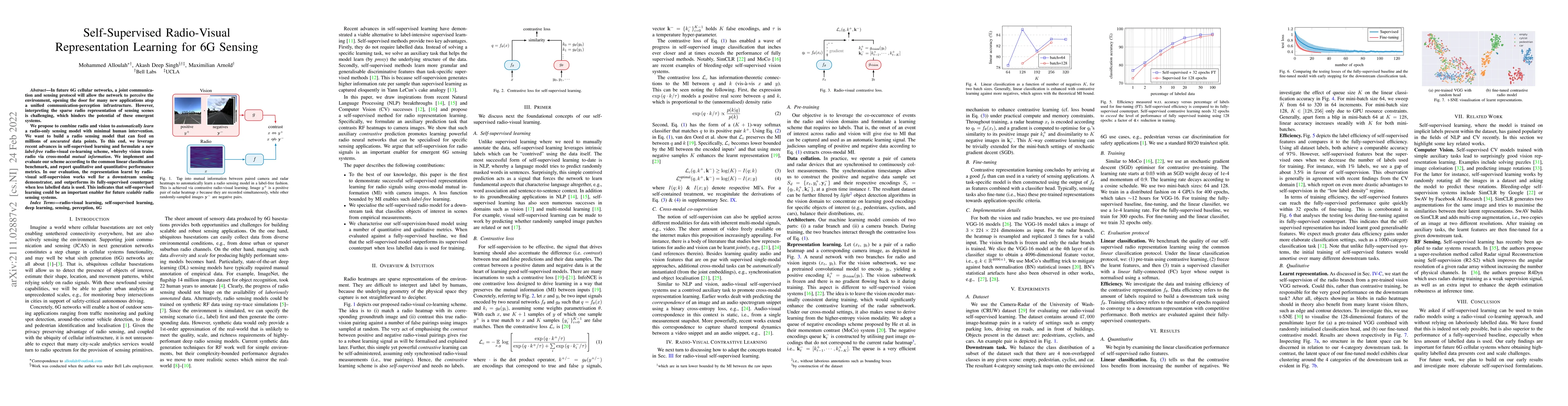 Thumbnail for Self-Supervised Radio-Visual Representation Learning for 6G Sensing