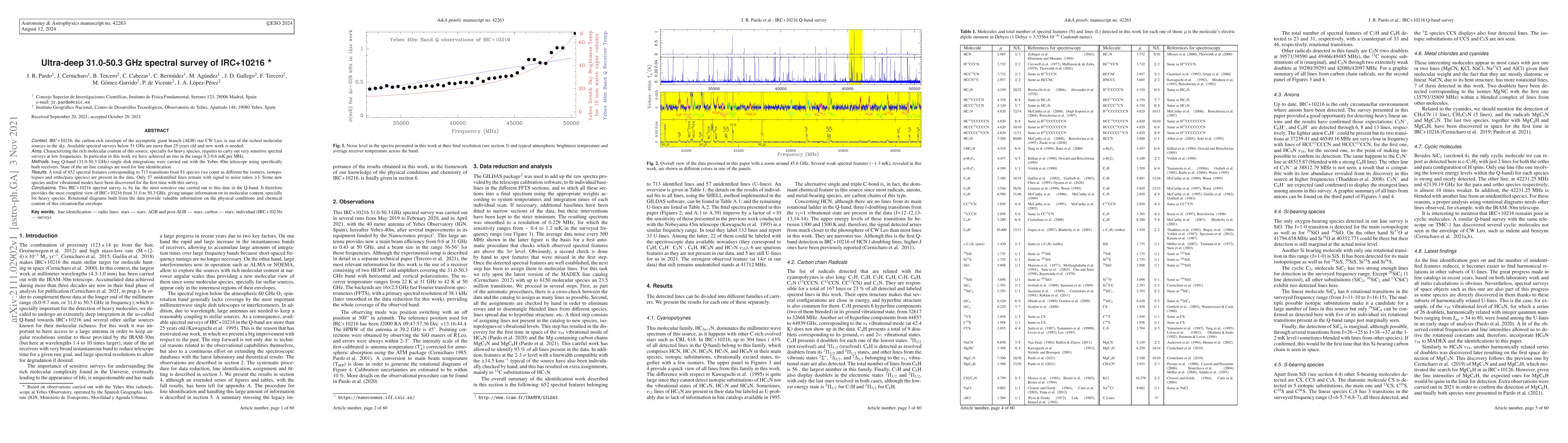 Thumbnail for Ultra-deep 31.0-50.3 GHz spectral survey of IRC+10216