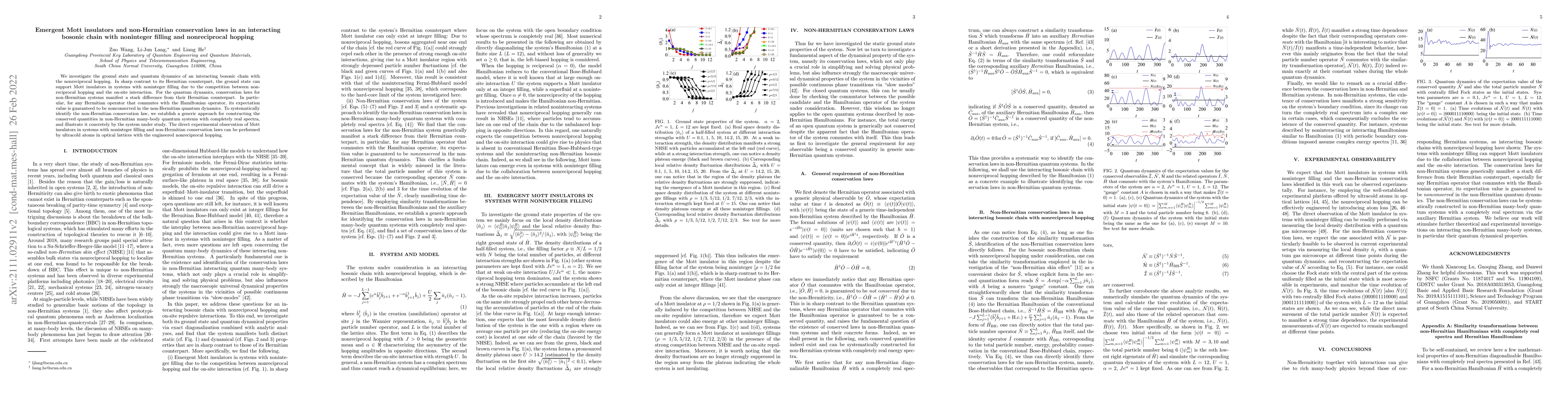 Thumbnail for Emergent Mott insulators and non-Hermitian conservation laws in an
  interacting bosonic chain with noninteger filling and nonreciprocal hopping