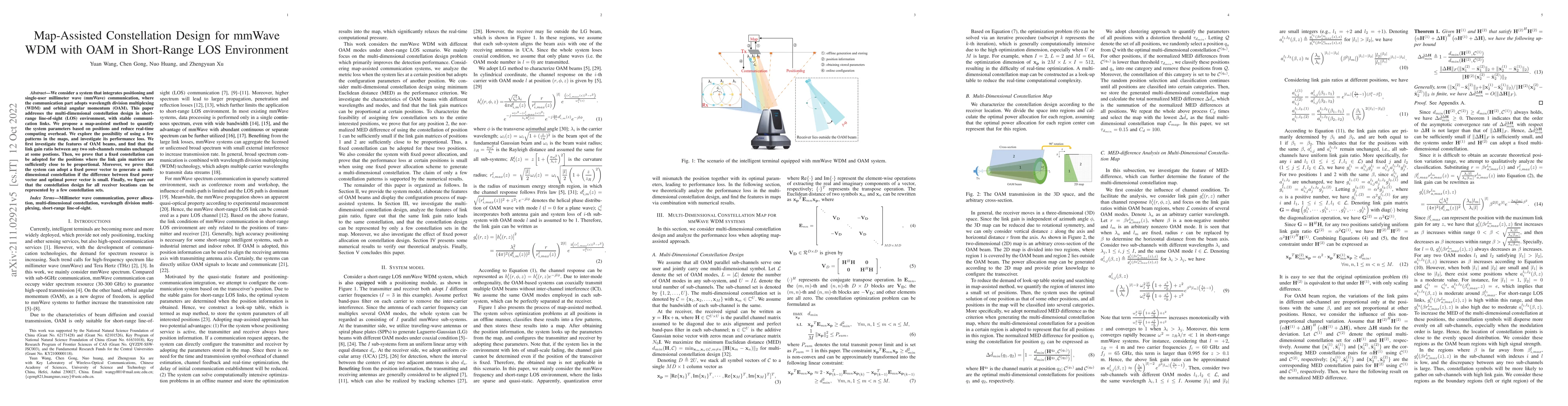 Thumbnail for Map-Assisted Constellation Design for mmWave WDM with OAM in Short-Range
  LOS Environment