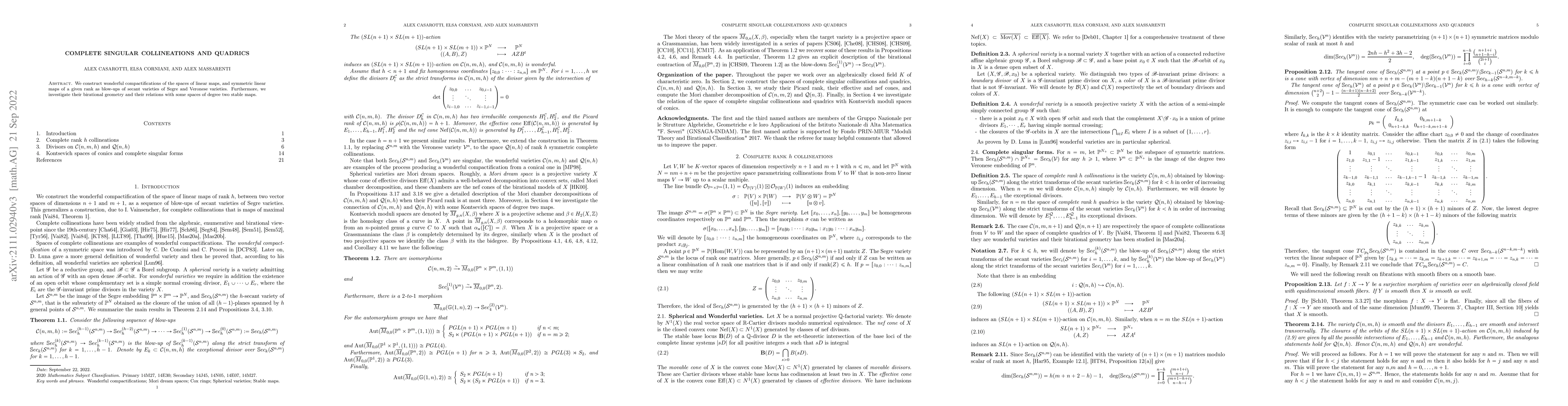 Thumbnail for Complete singular collineations and quadrics