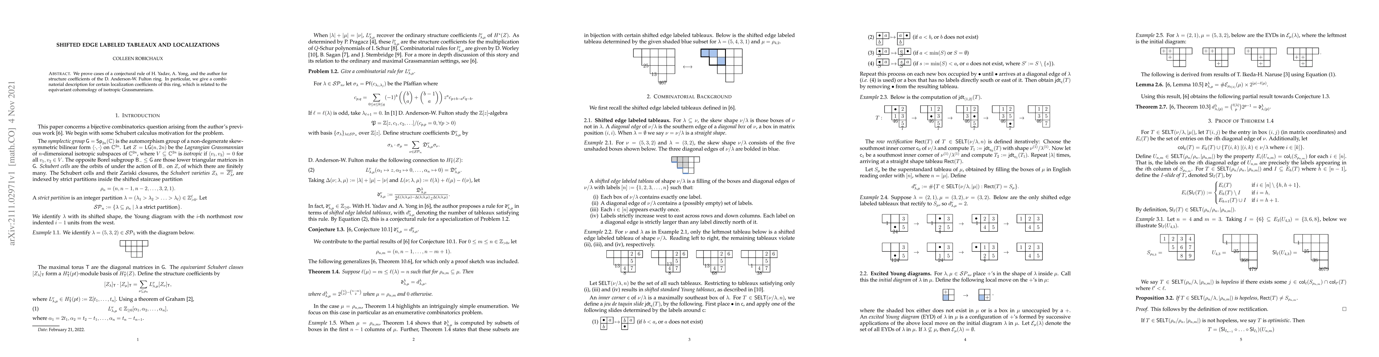 Thumbnail for Shifted edge labeled tableaux and localizations