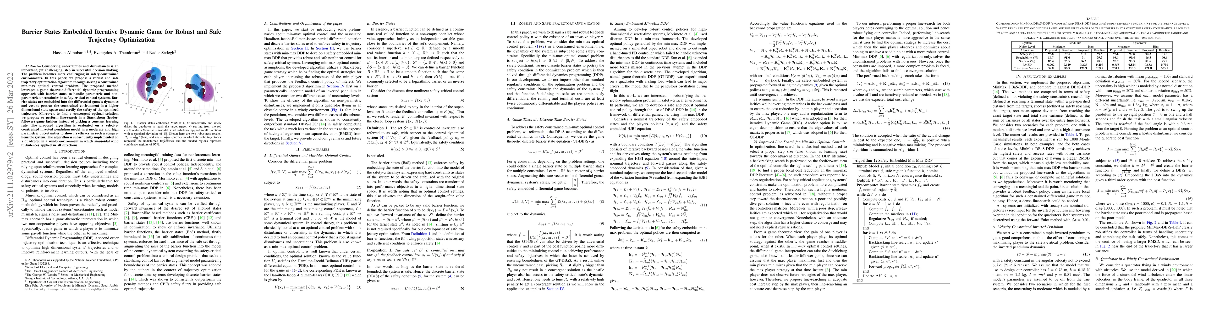 Thumbnail for Barrier States Embedded Iterative Dynamic Game for Robust and Safe
  Trajectory Optimization