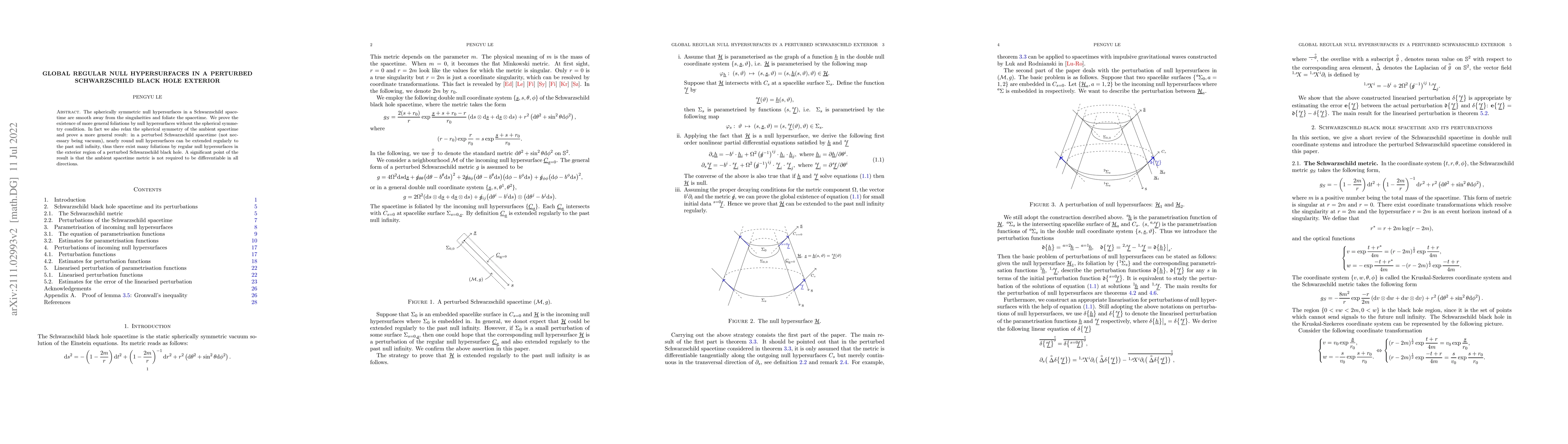 Thumbnail for Global regular null hypersurfaces in a perturbed Schwarzschild black
  hole exterior
