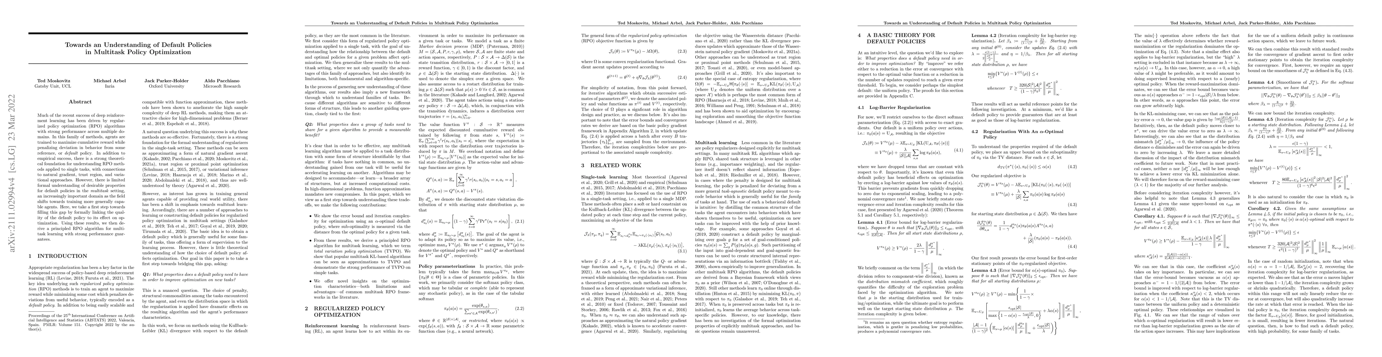 Thumbnail for Towards an Understanding of Default Policies in Multitask Policy
  Optimization