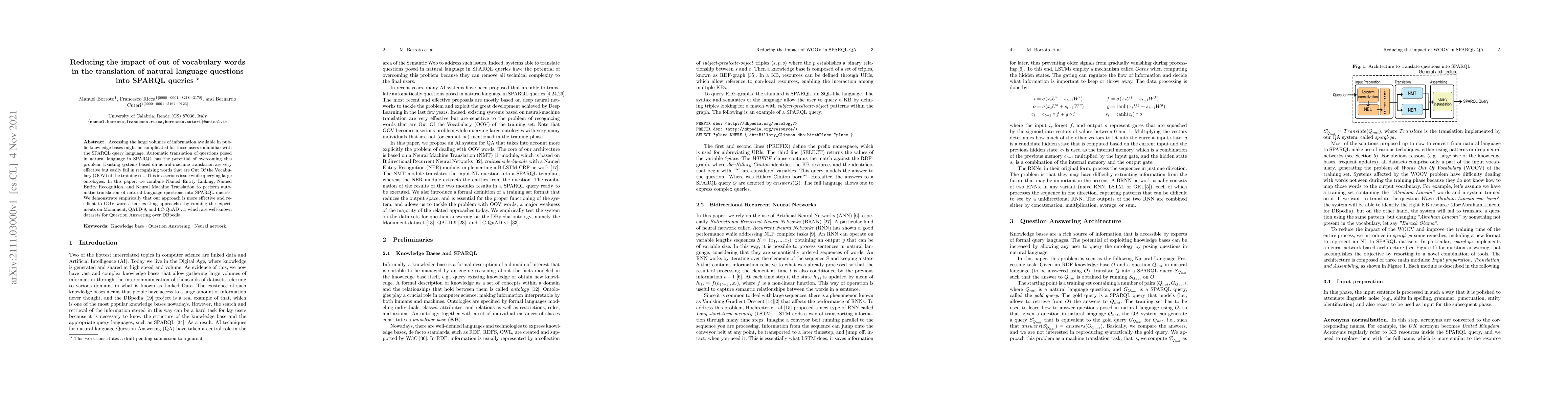 Thumbnail for Reducing the impact of out of vocabulary words in the translation of
  natural language questions into SPARQL queries