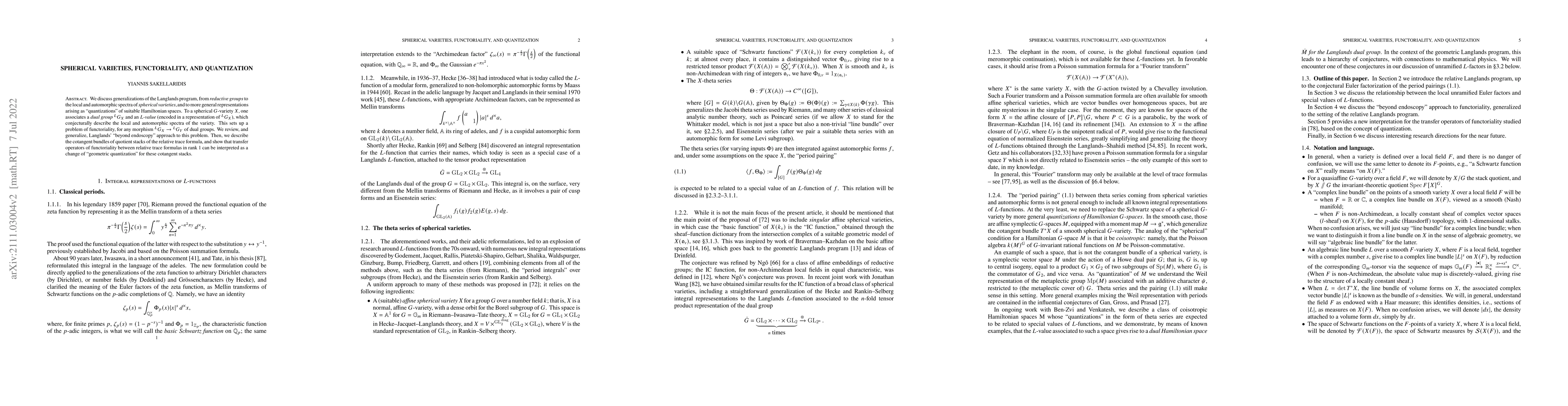 Thumbnail for Spherical varieties, functoriality, and quantization