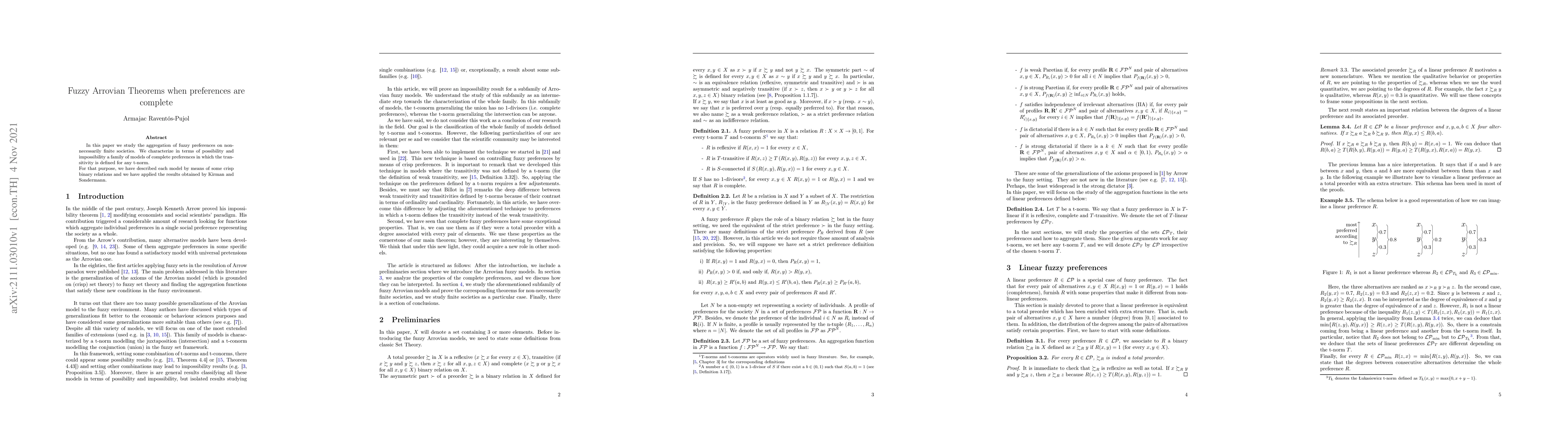 Thumbnail for Fuzzy Arrovian Theorems when preferences are complete