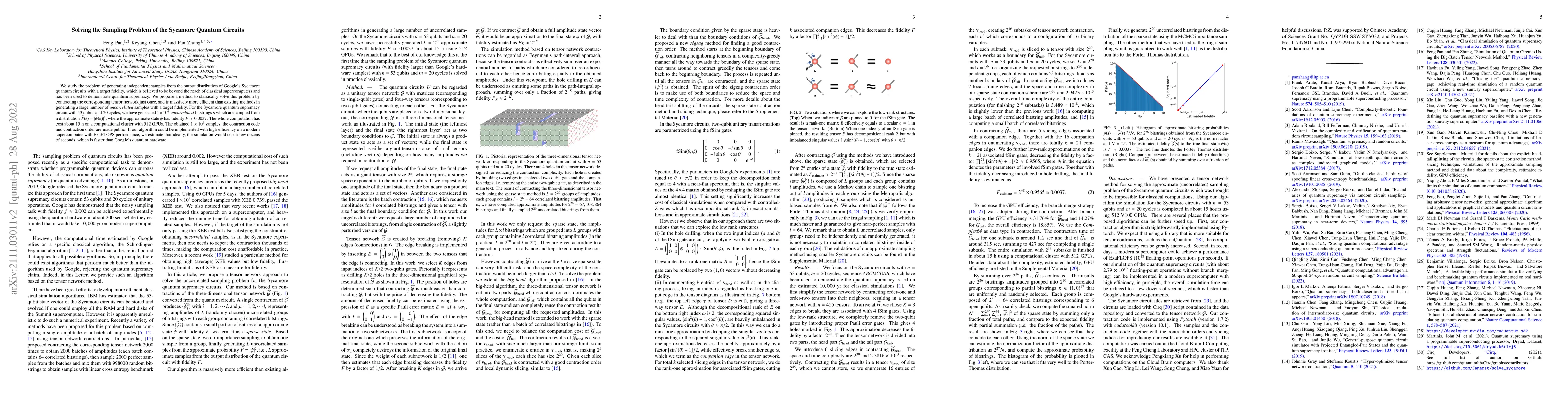 Thumbnail for Solving the sampling problem of the Sycamore quantum circuits
