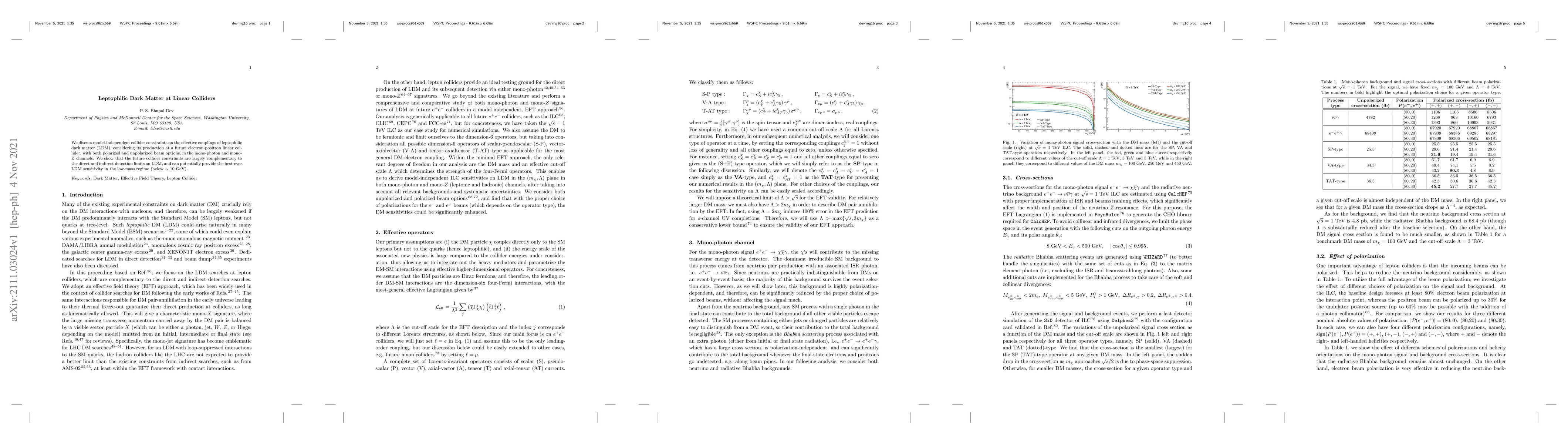 Thumbnail for Leptophilic Dark Matter at Linear Colliders