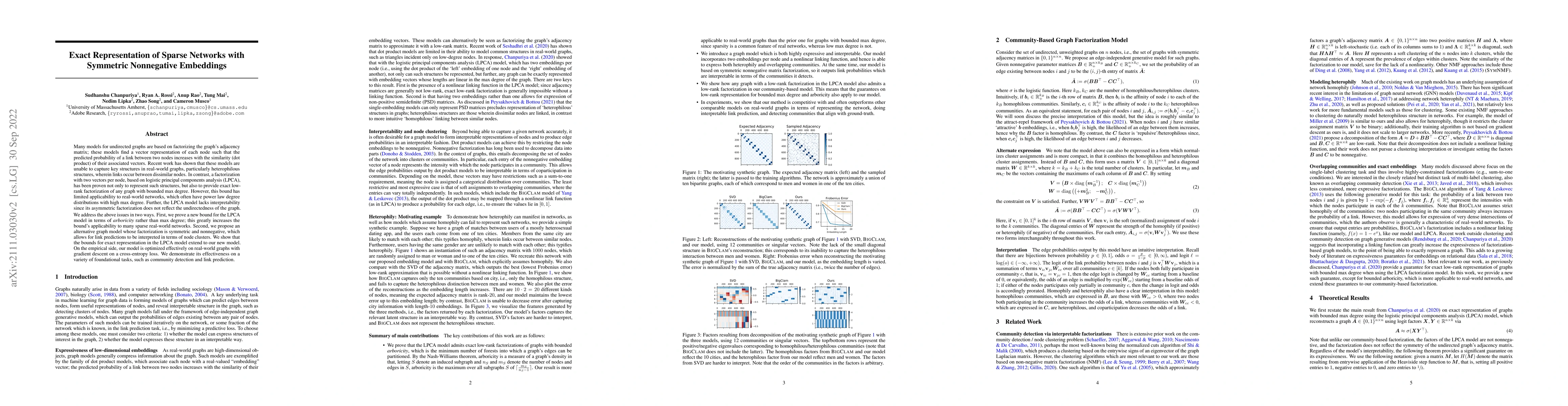 Thumbnail for Exact Representation of Sparse Networks with Symmetric Nonnegative
  Embeddings