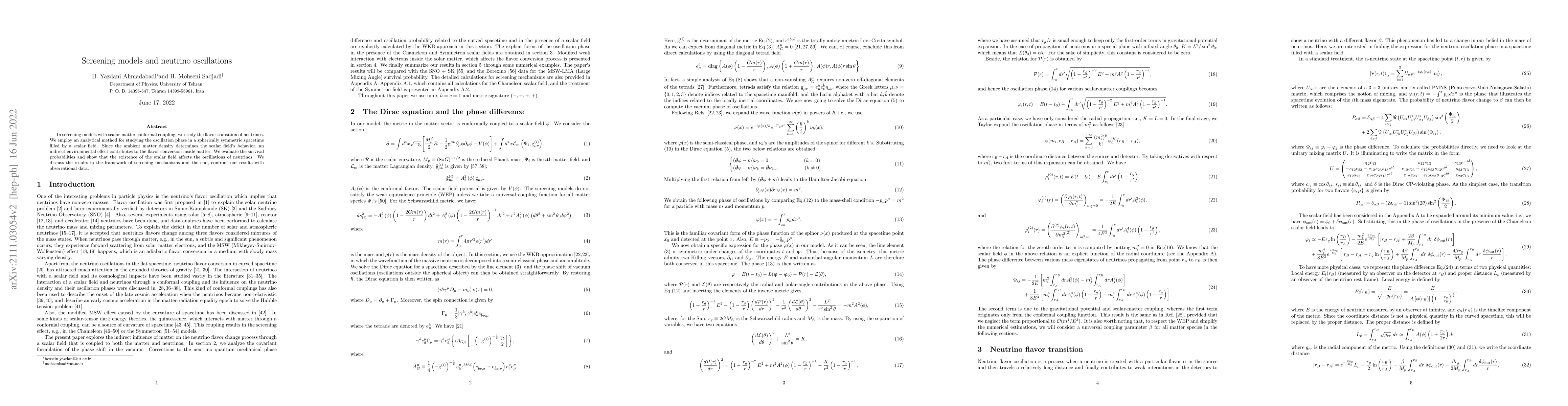 Thumbnail for Screening models and neutrino oscillations