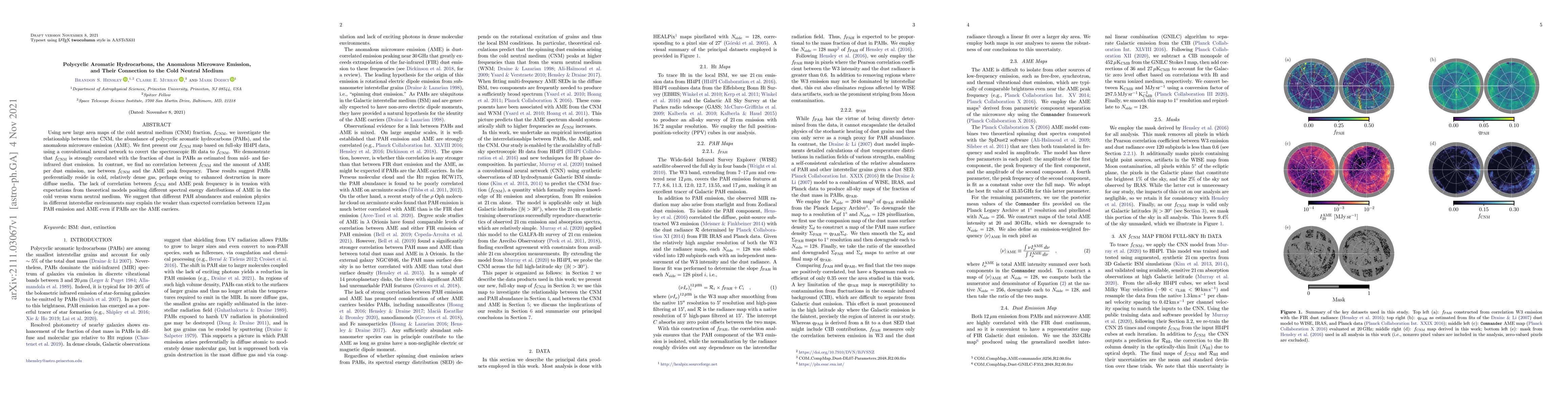 Thumbnail for Polycyclic Aromatic Hydrocarbons, the Anomalous Microwave Emission, and
  Their Connection to the Cold Neutral Medium