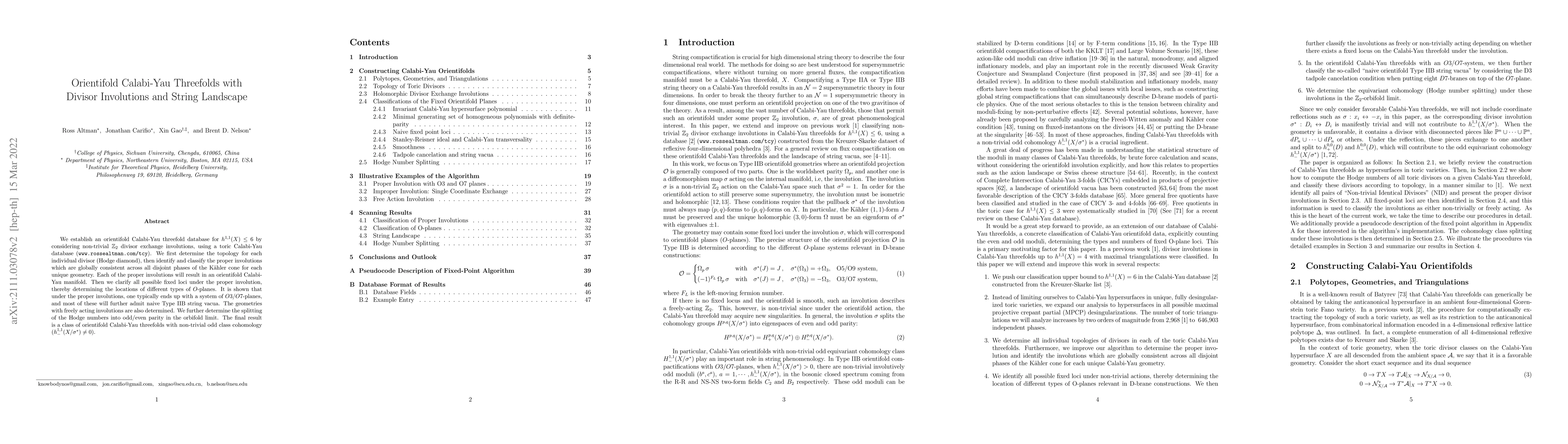 Thumbnail for Orientifold Calabi-Yau Threefolds with Divisor Involutions and String
  Landscape