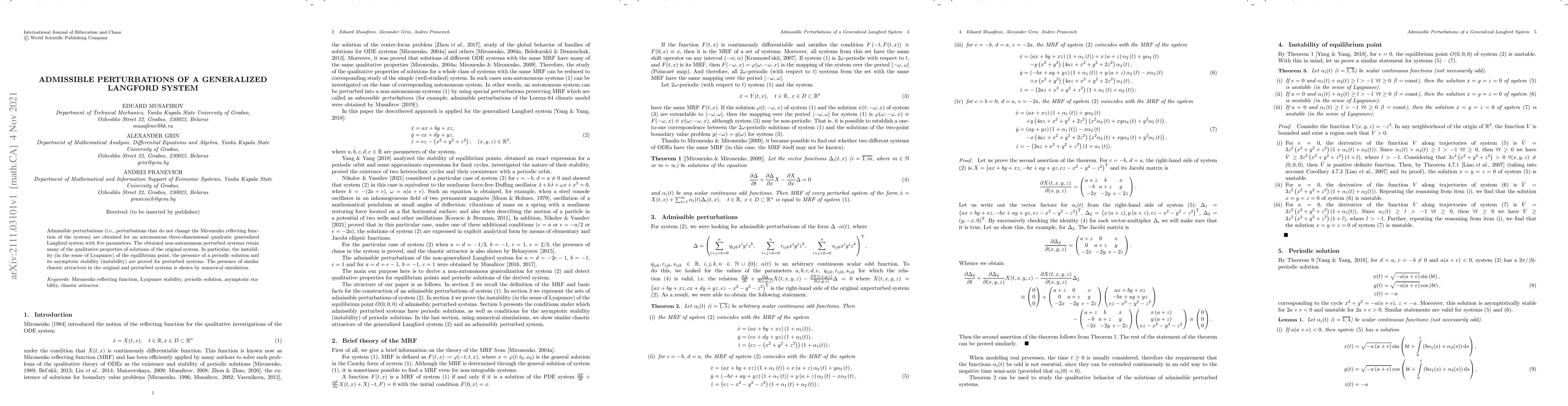 Thumbnail for Admissible perturbations of a generalized Langford system