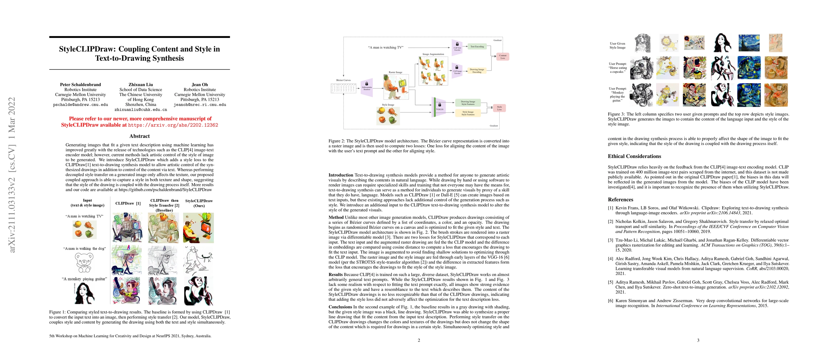 Thumbnail for StyleCLIPDraw: Coupling Content and Style in Text-to-Drawing Synthesis