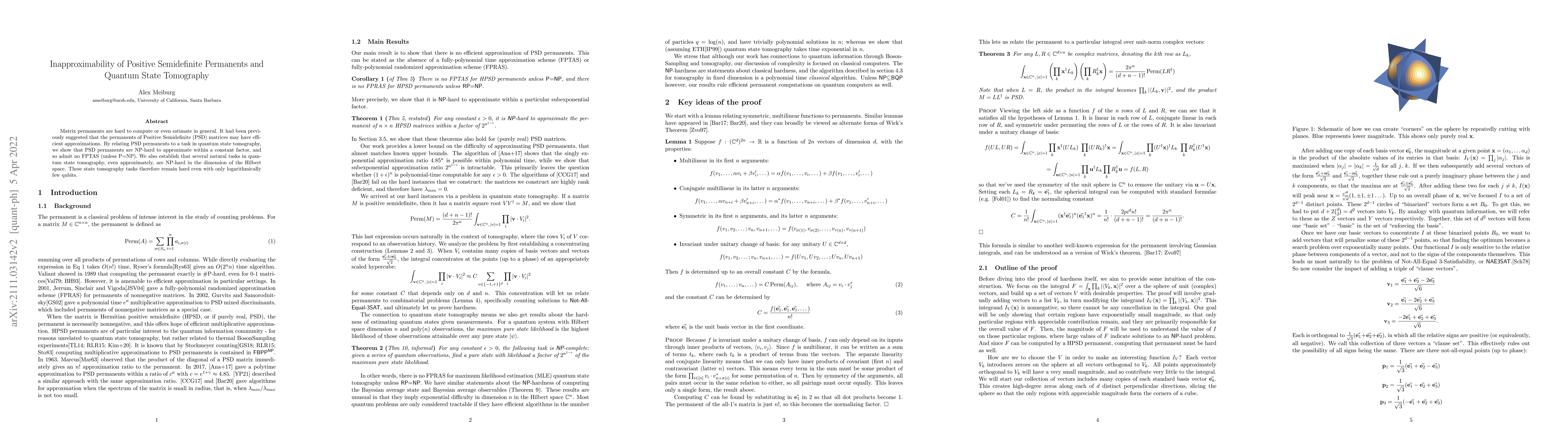 Thumbnail for Inapproximability of Positive Semidefinite Permanents and Quantum State
  Tomography