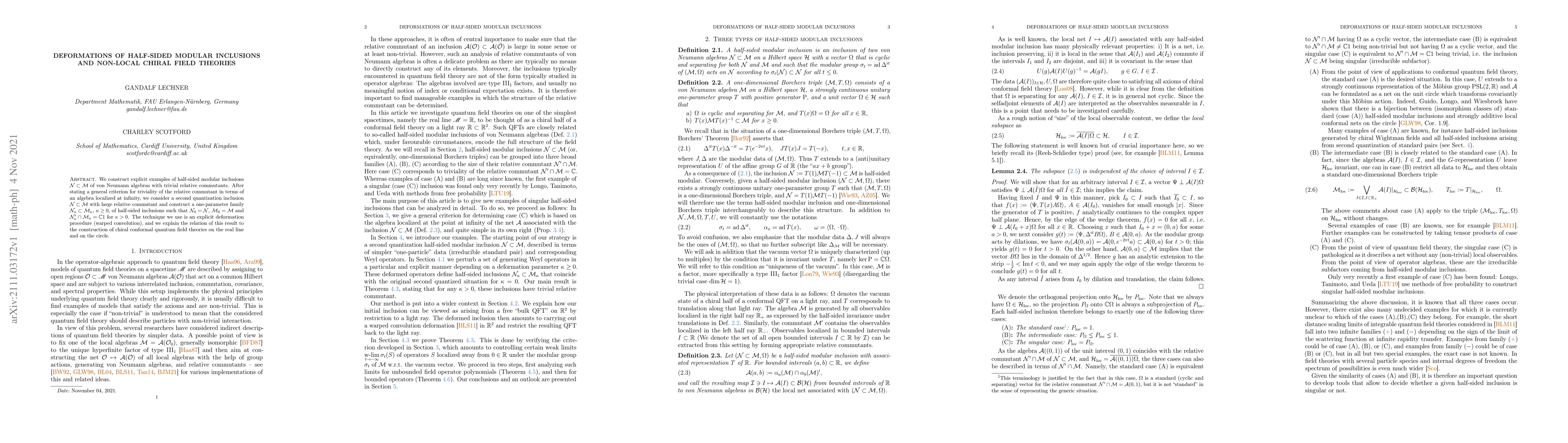 Thumbnail for Deformations of half-sided modular inclusions and non-local chiral field
  theories
