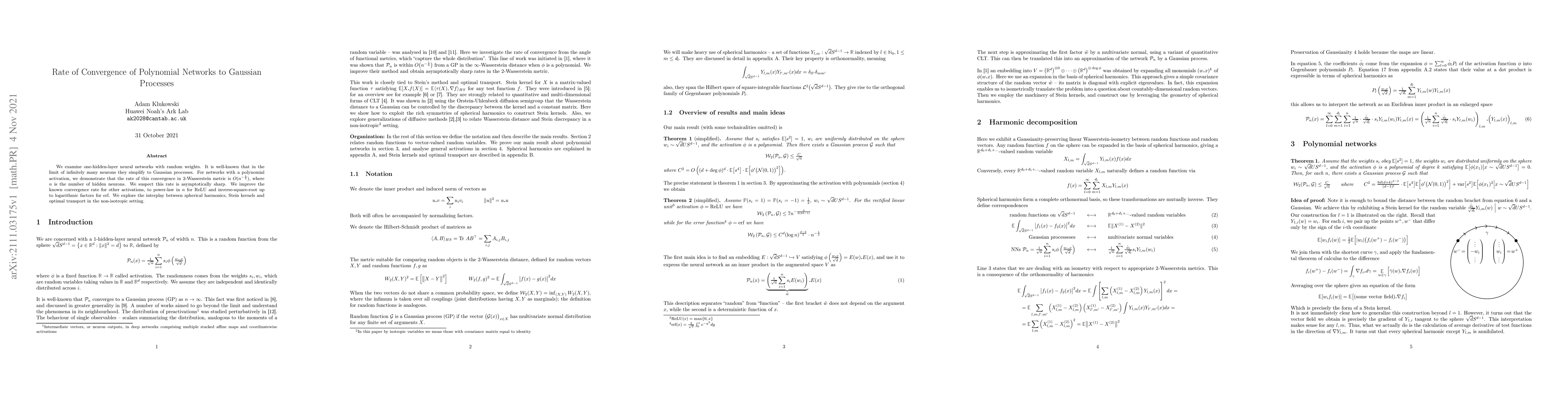 Thumbnail for Rate of Convergence of Polynomial Networks to Gaussian Processes
