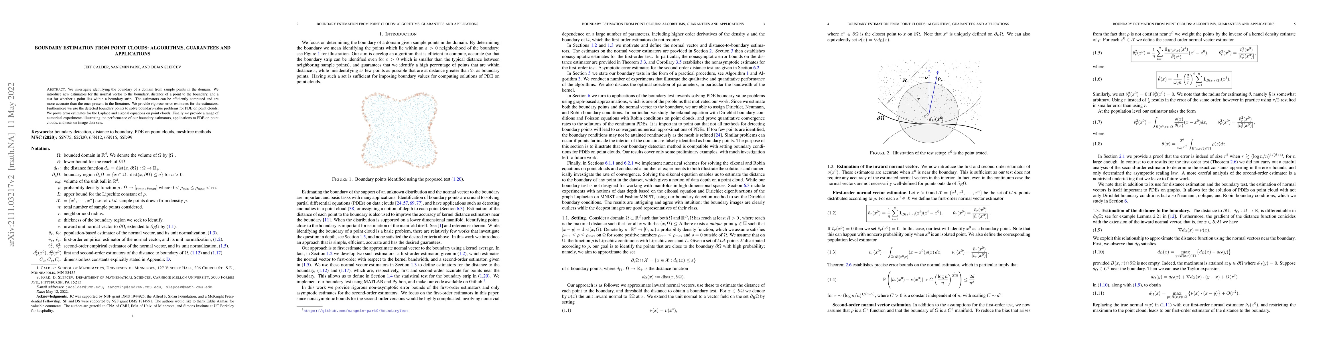 Thumbnail for Boundary Estimation from Point Clouds: Algorithms, Guarantees and
  Applications