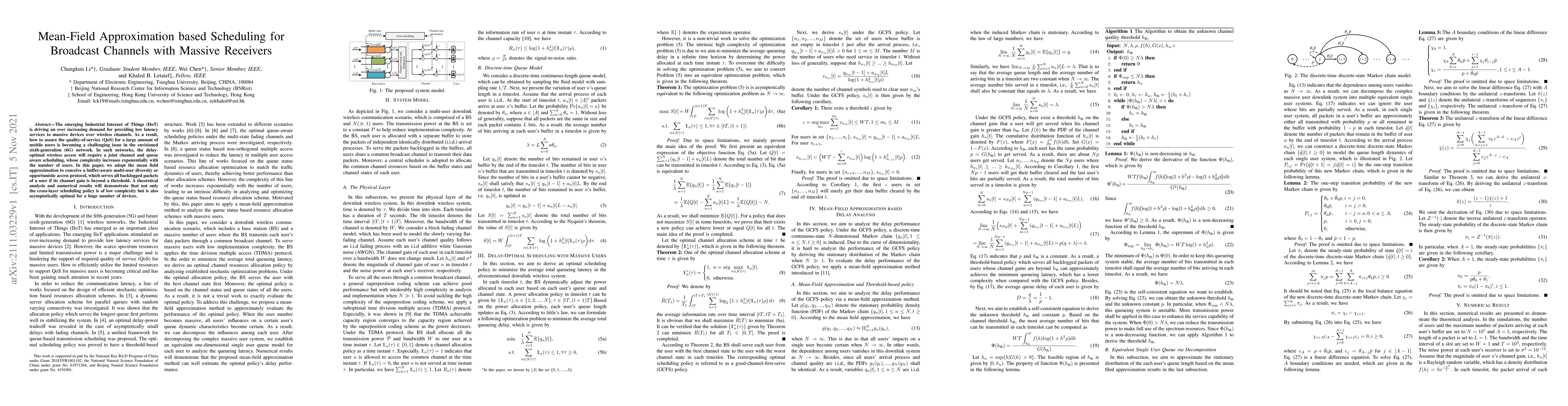 Thumbnail for Mean-Field Approximation based Scheduling for Broadcast Channels with
  Massive Receivers