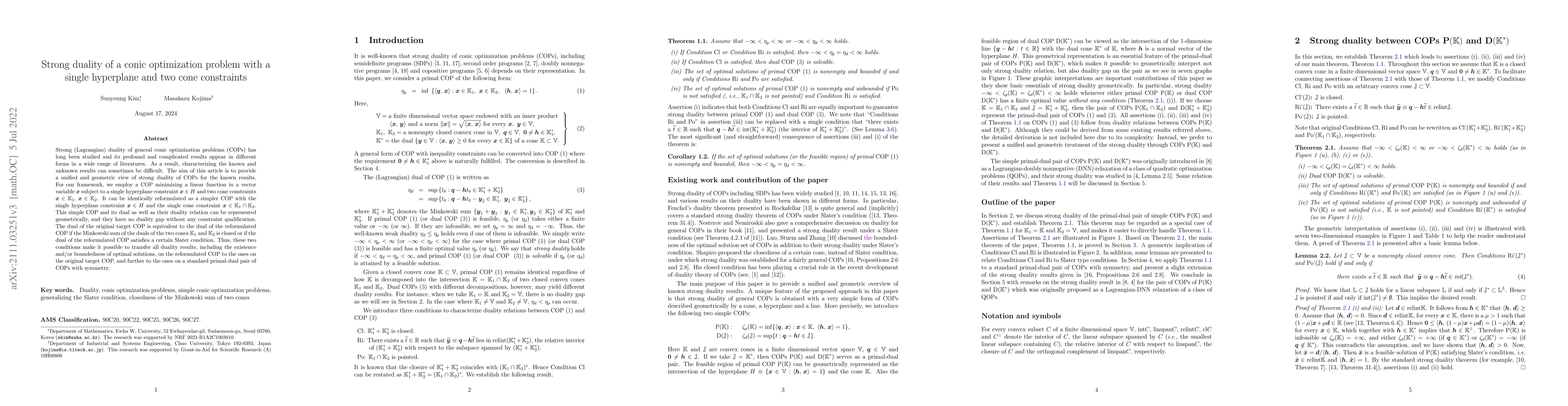 Thumbnail for Strong duality of a conic optimization problem with a single hyperplane
  and two cone constraints