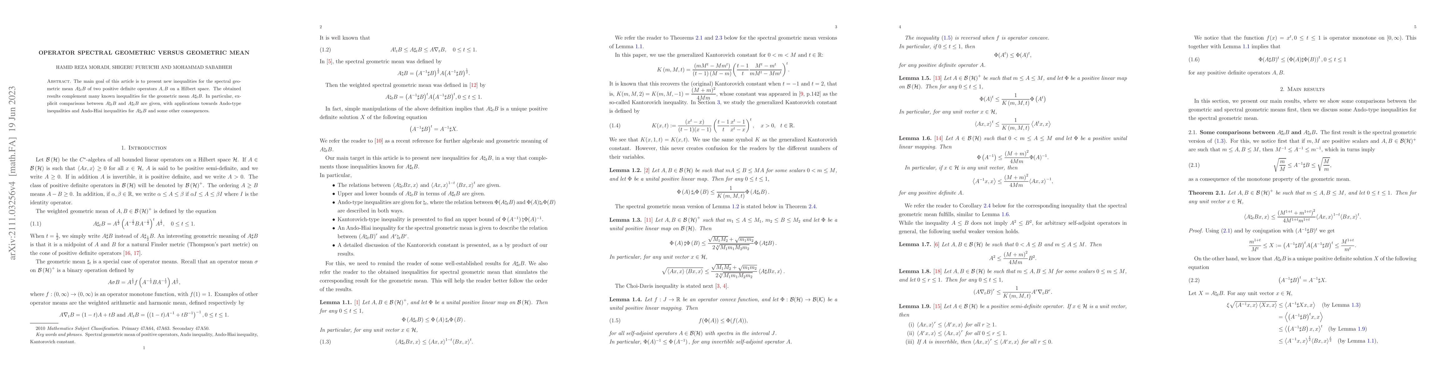 Thumbnail for Operator Spectral Geometric Versus Geometric Mean