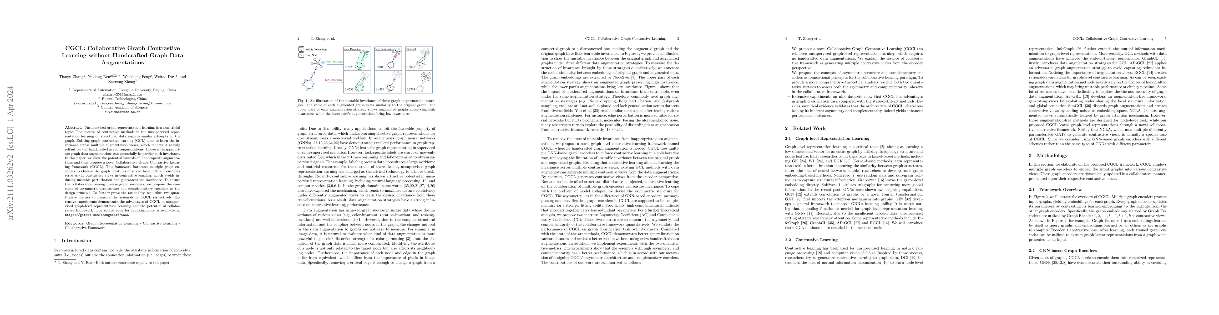 Thumbnail for CGCL: Collaborative Graph Contrastive Learning without Handcrafted Graph
  Data Augmentations