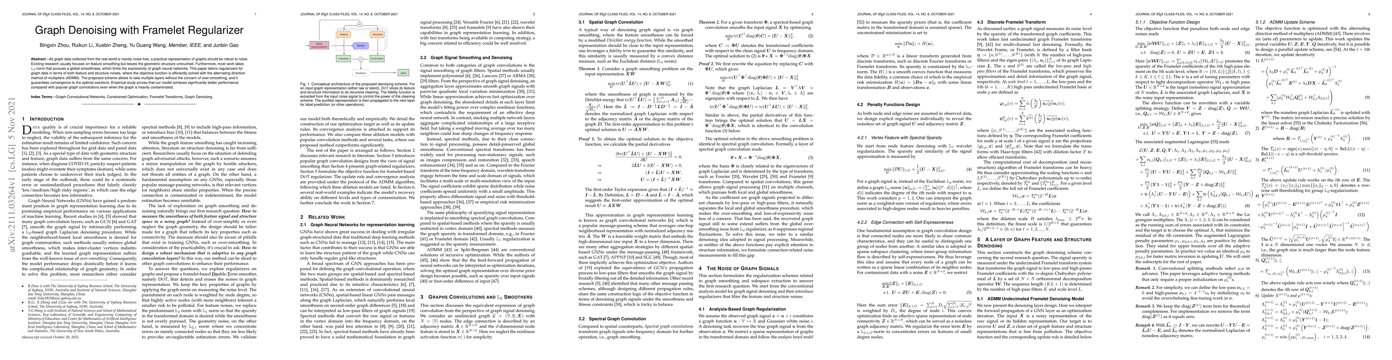 Thumbnail for Graph Denoising with Framelet Regularizer