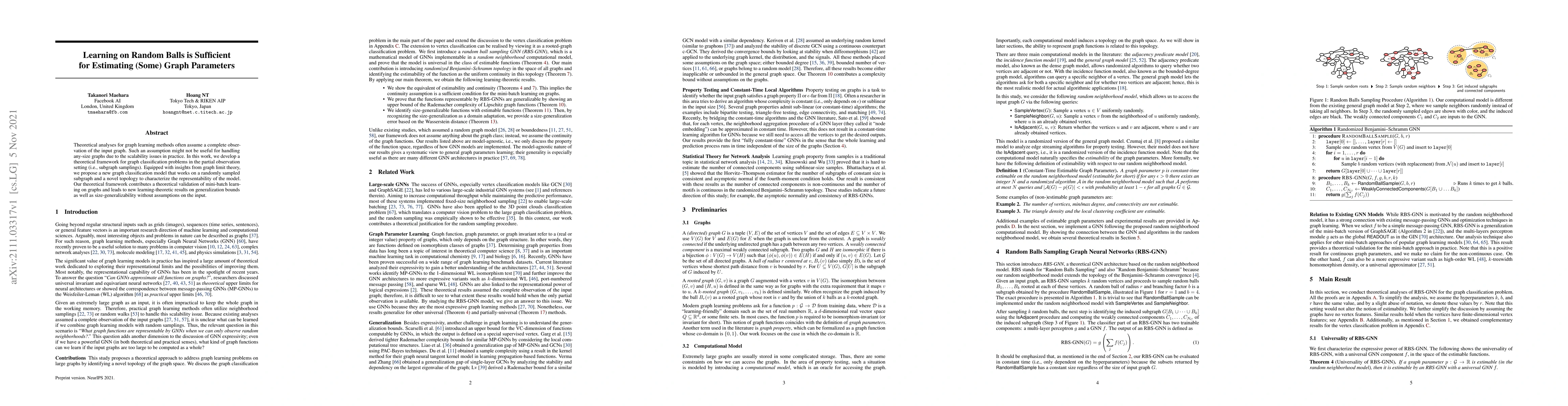 Thumbnail for Learning on Random Balls is Sufficient for Estimating (Some) Graph
  Parameters