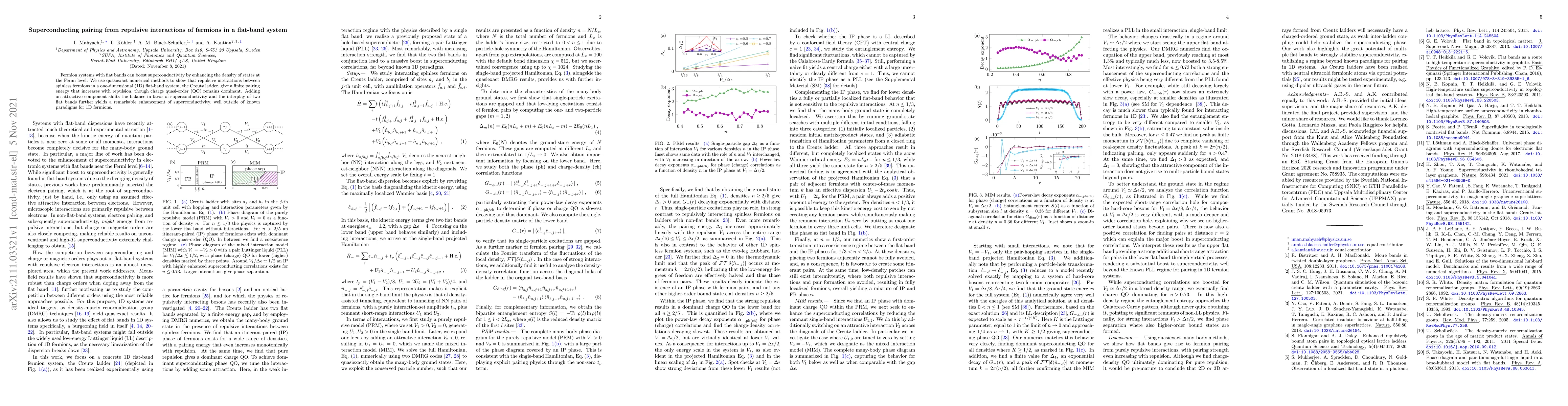 Thumbnail for Superconducting pairing from repulsive interactions of fermions in a
  flat-band system