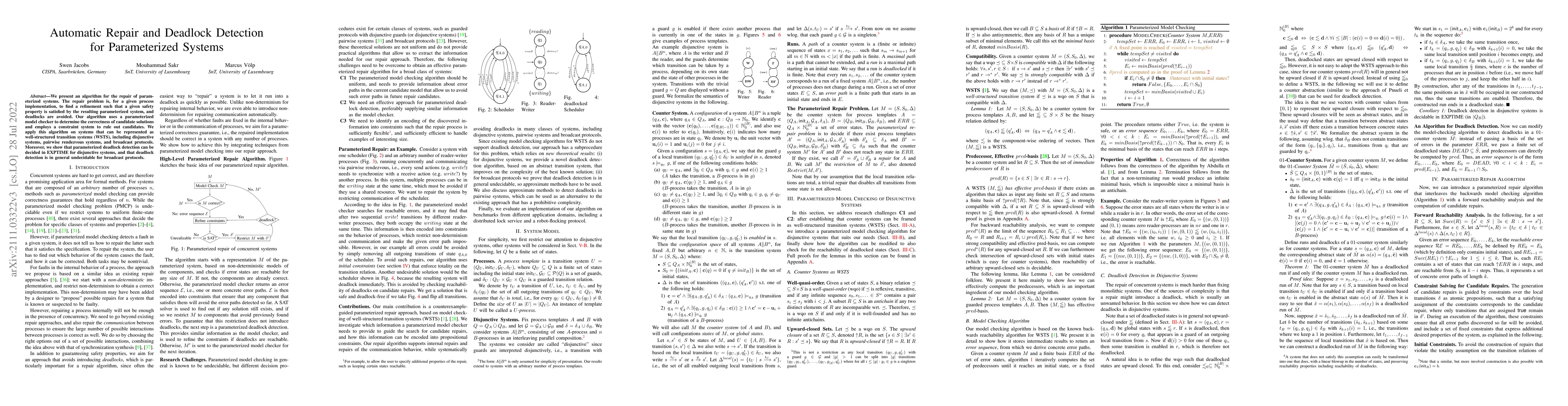 Thumbnail for Automatic Repair and Deadlock Detection for Parameterized Systems