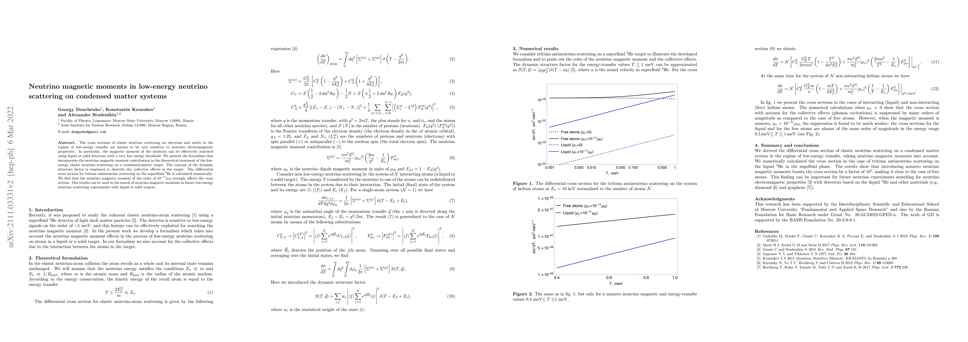 Thumbnail for Neutrino magnetic moments in low-energy neutrino scattering on condensed
  matter systems