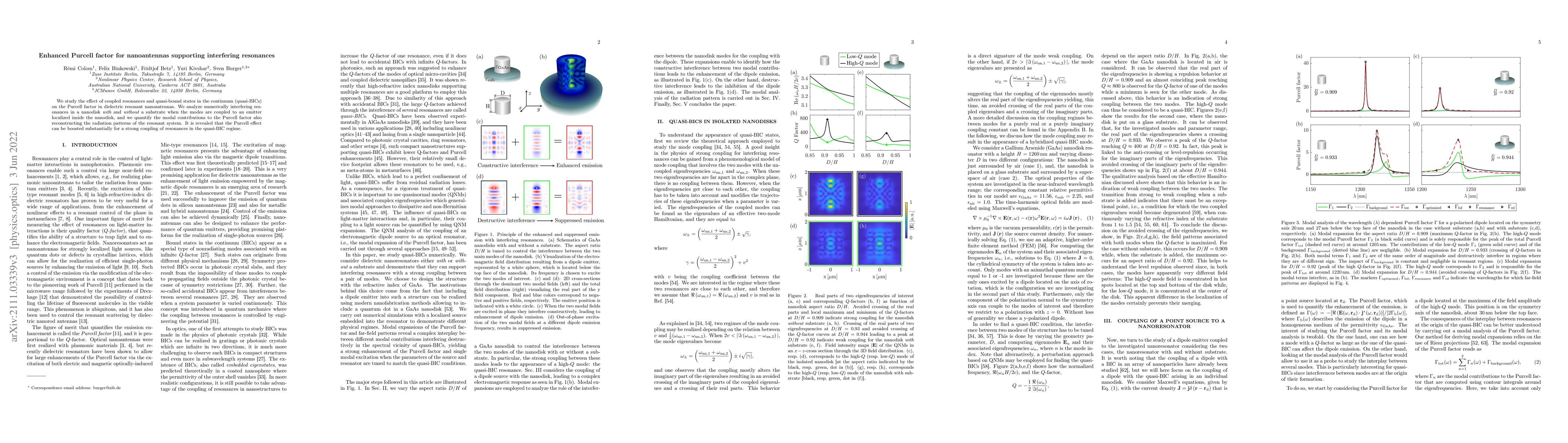 Thumbnail for Enhanced Purcell factor for nanoantennas supporting interfering
  resonances