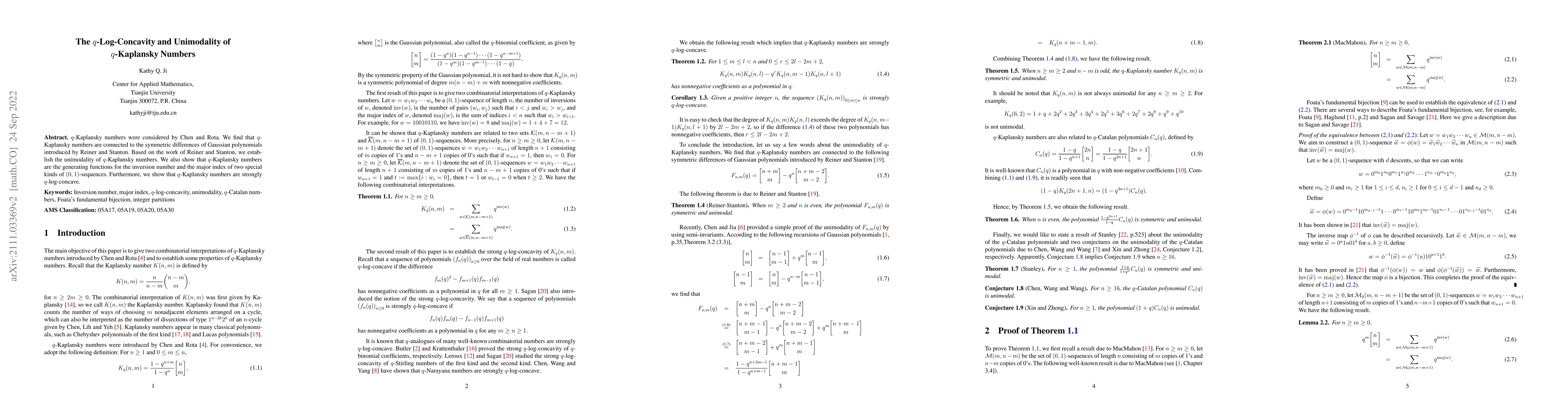 Thumbnail for The q-Log-Concavity and Unimodality of q-Kaplansky Numbers