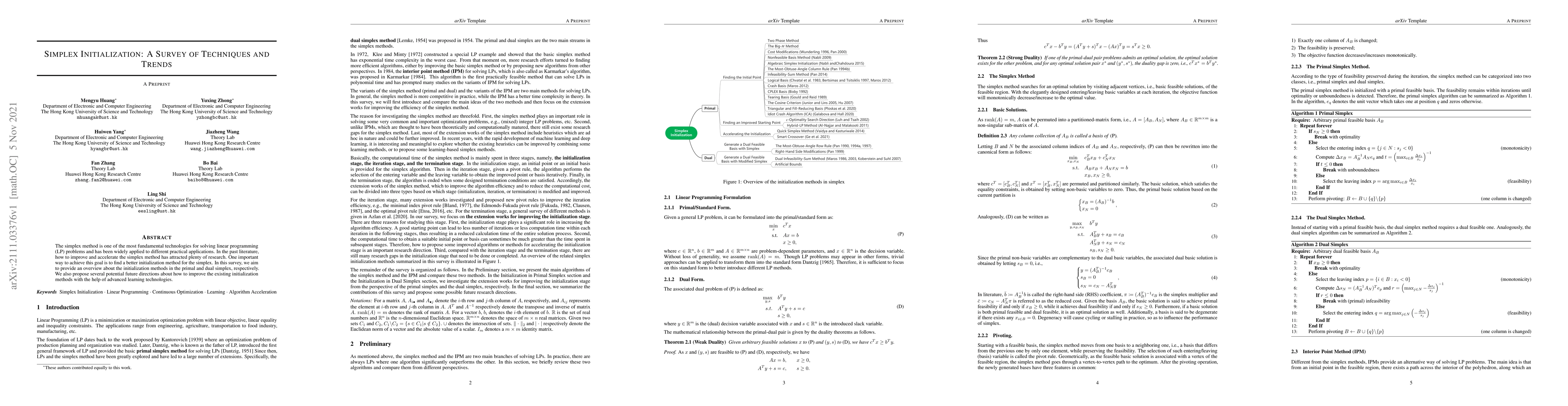 Thumbnail for Simplex Initialization: A Survey of Techniques and Trends