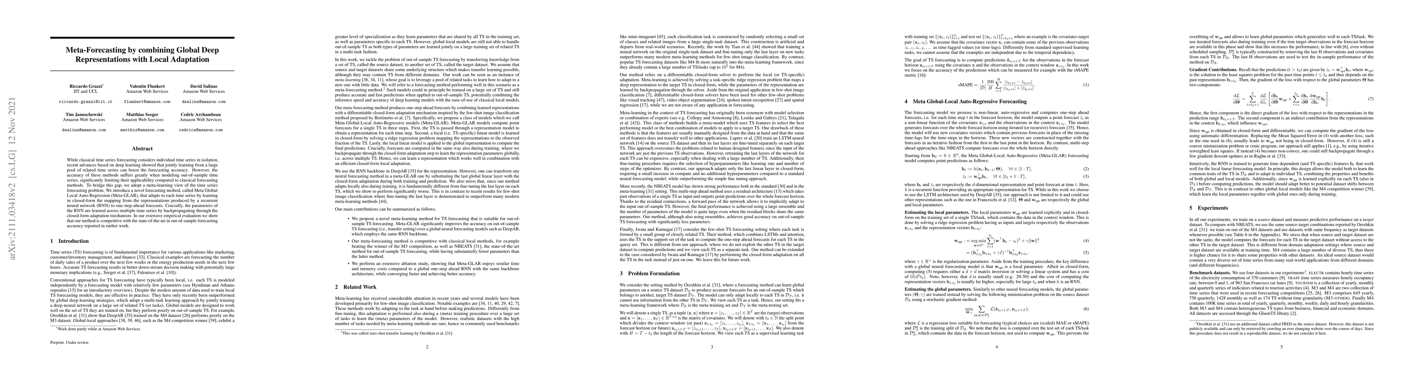 Thumbnail for Meta-Forecasting by combining Global Deep Representations with Local
  Adaptation