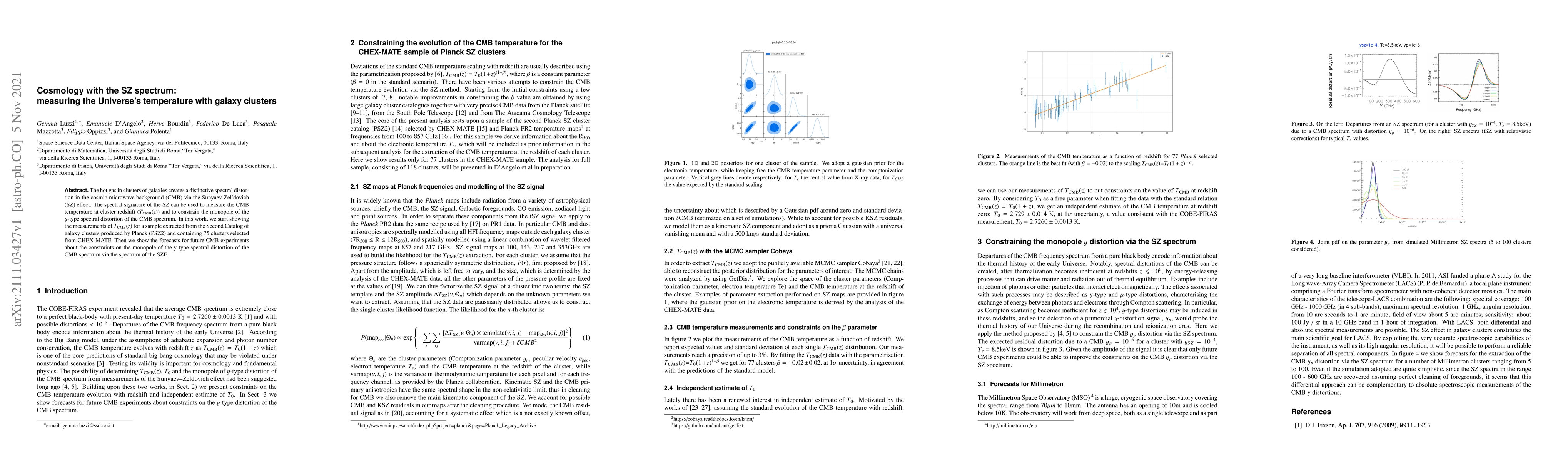 Thumbnail for Cosmology with the SZ spectrum: measuring the Universe's temperature
  with galaxy clusters