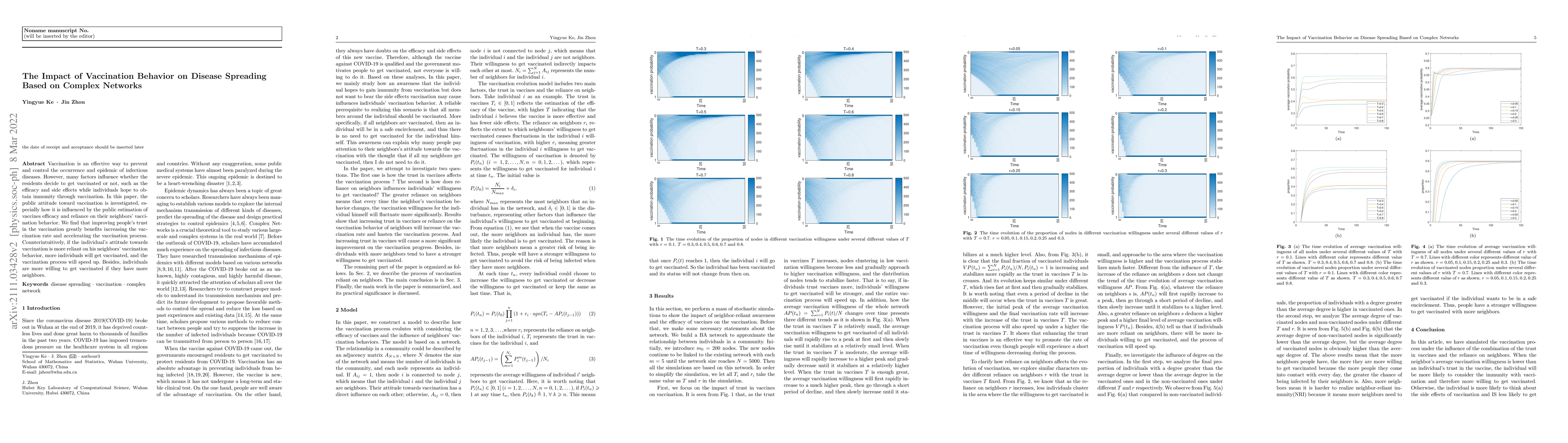 Thumbnail for The Impact of Vaccination Behavior on Disease Spreading Based on Complex
  Networks