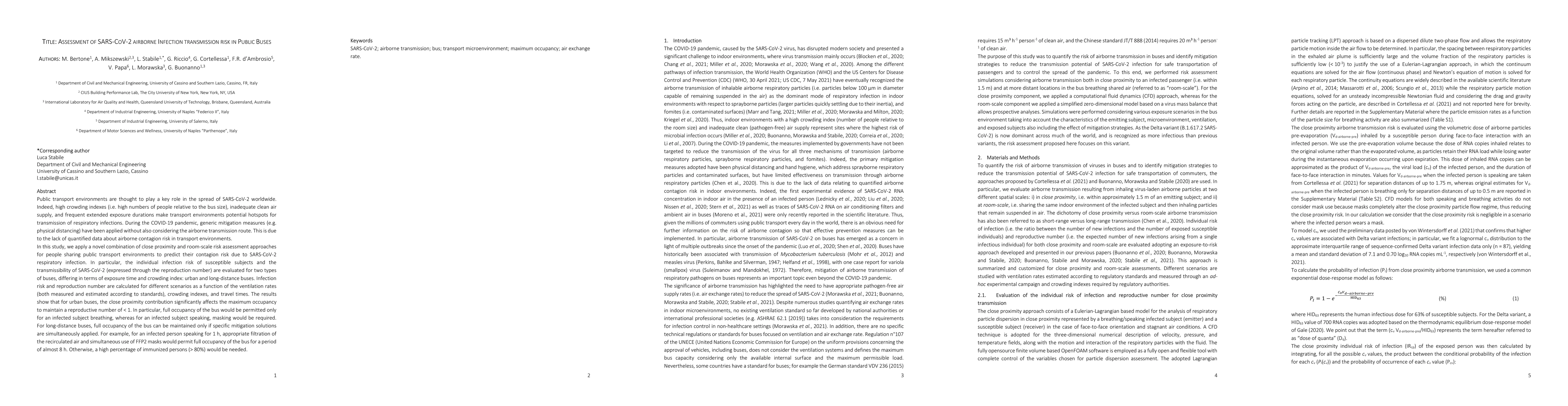 Thumbnail for Assessment of Sars-Cov-2 airborne infection transmission risk in public
  buses