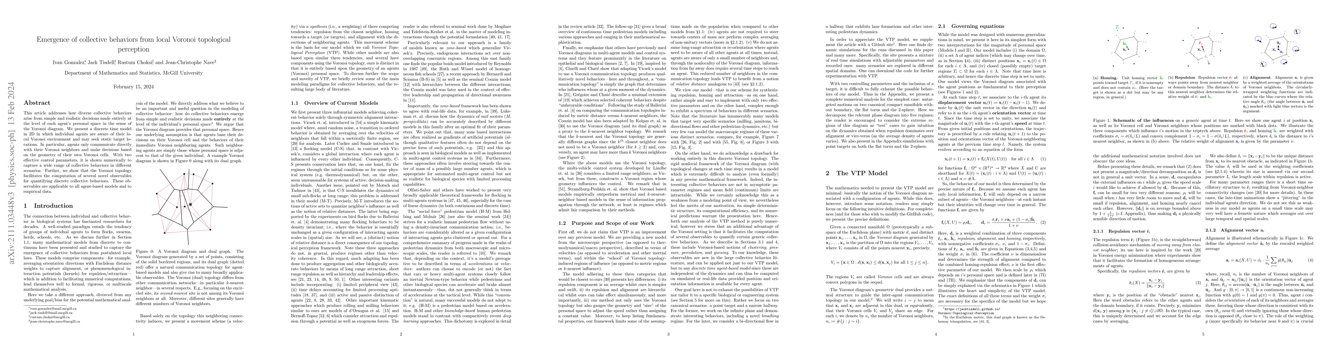 Thumbnail for Emergence of Collective Behaviors from Local Voronoi Topological
  Perception