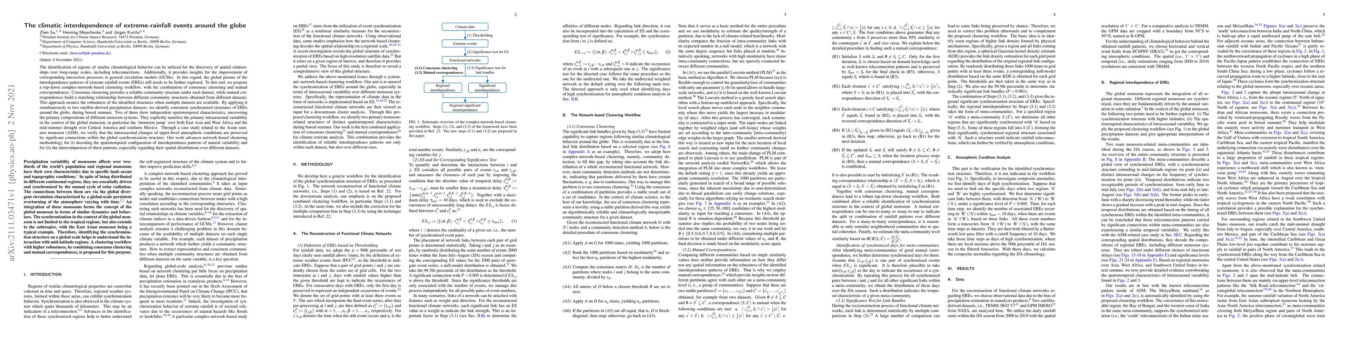 Thumbnail for The climatic interdependence of extreme-rainfall events around the globe