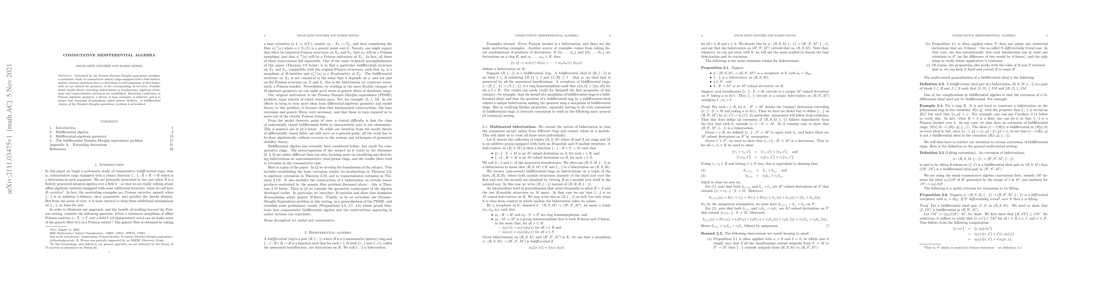 Thumbnail for Commutative bidifferential algebra