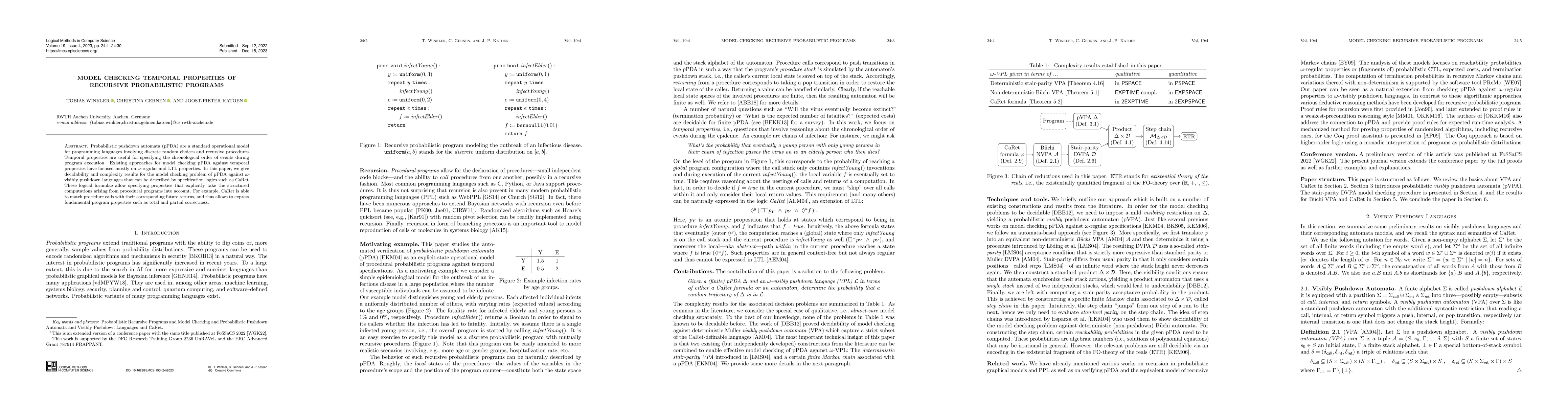 Thumbnail for Model Checking Temporal Properties of Recursive Probabilistic Programs