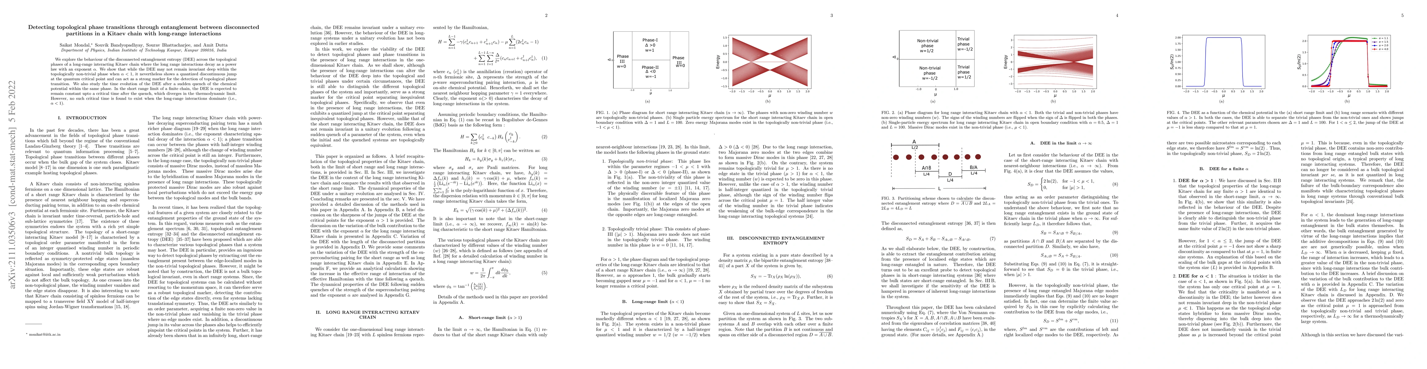 Thumbnail for Detecting topological phase transitions through entanglement between
  disconnected partitions in a Kitaev chain with long-range interactions