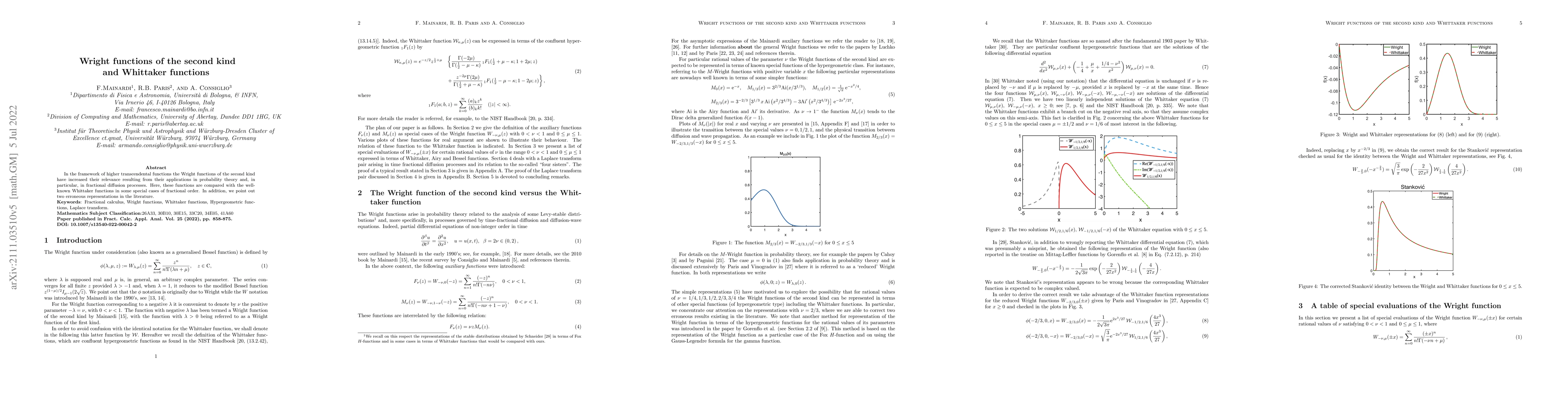 Thumbnail for Wright functions of the second kind and Whittaker functions