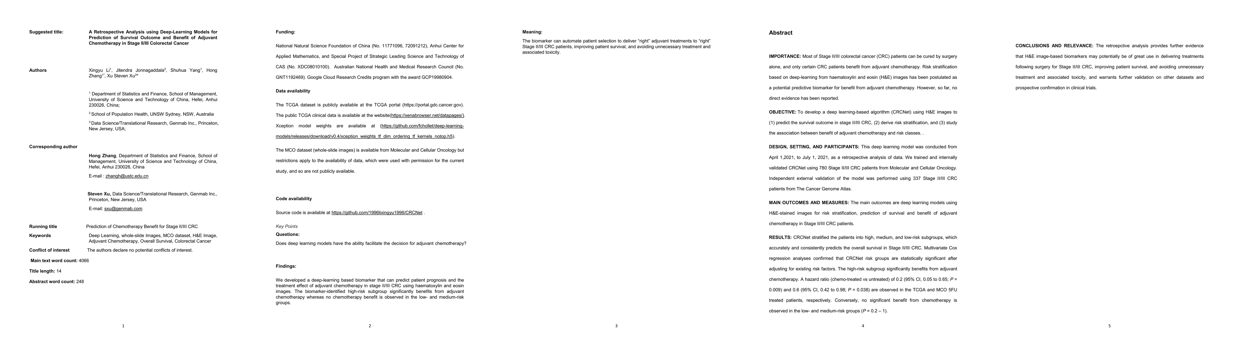 Thumbnail for A Retrospective Analysis using Deep-Learning Models for Prediction of
  Survival Outcome and Benefit of Adjuvant Chemotherapy in Stage II/III
  Colorectal Cancer