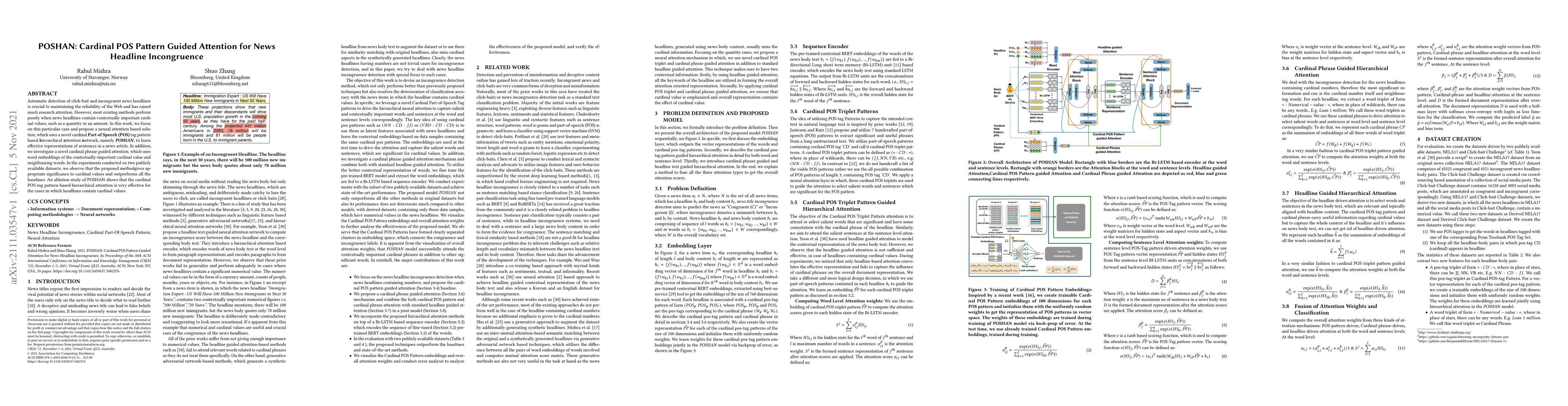 Thumbnail for POSHAN: Cardinal POS Pattern Guided Attention for News Headline
  Incongruence